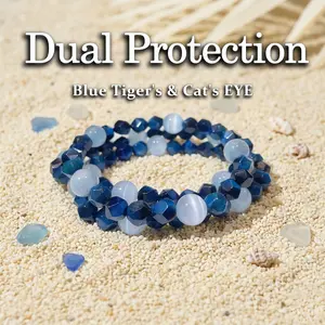 Natural Blue Tiger’s Eye Energy Bracelet – Irregular Cut Crystal for Emotional Balance & Positive Energy, Unisex Cool-Toned Daily Wear, March Birthstone Gift,Gift for Mom Teacher Nurse