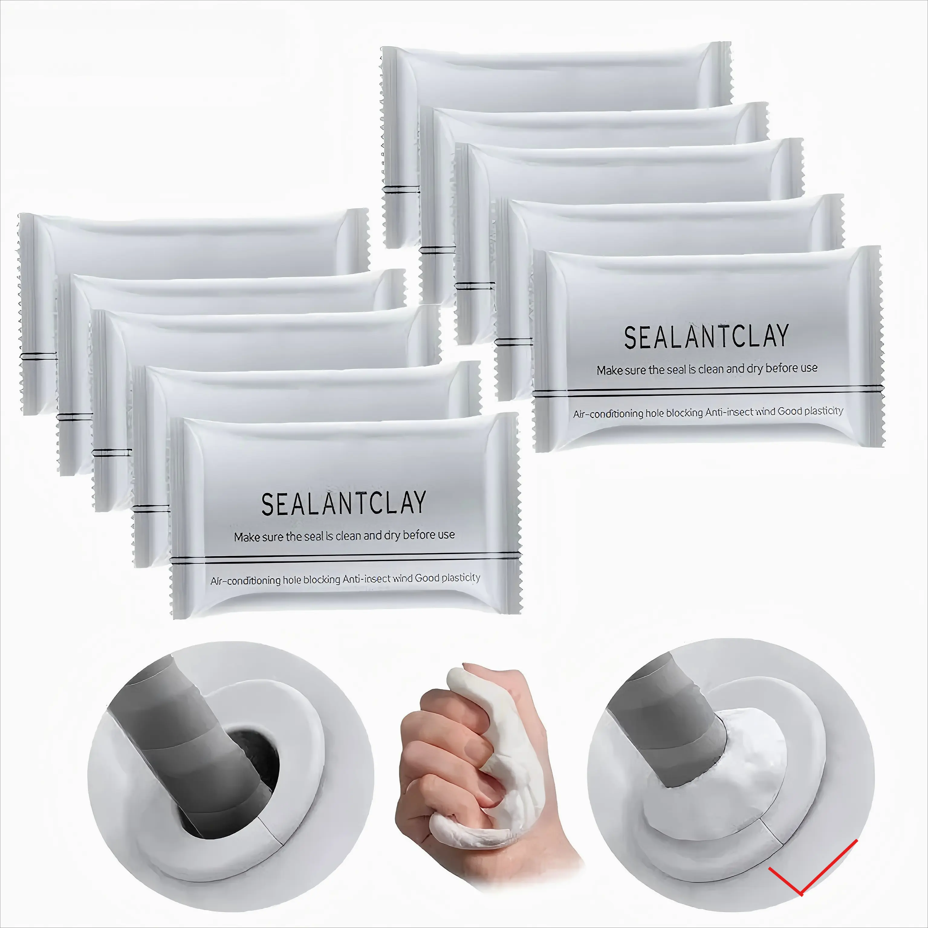 10-Pack Waterproof Sealant Mastic Quick-Dry Repair Putty - Wall & Drain Hole Air-Tight Crack Filler with Weatherproof Protection for Outdoor & Indoor Recreation Use