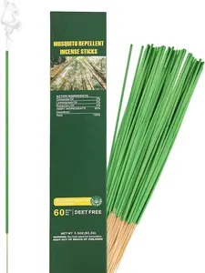 60 Pcs Citronella Bug Repellent Outdoor Mosquito Repellent Sticks, DEET Free Plant-Based Mosquito Repellent Outdoor Patio Incense Sticks for 50 Mins