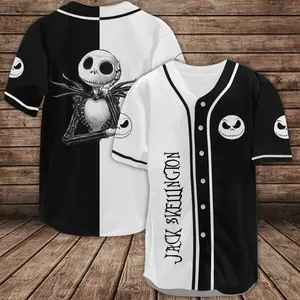 Jack Skellington Horror Movie Character Halloween Baseball Jersey Shirt, Horror Baseball Shirt, Baseball Jersey Shirt, Nightmare Before Christmas