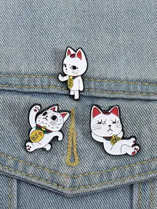3 Piece Set Anime Turbo Granny Cat Enamel Pins Cartoon Cat Running Middle Finger Metal Brooches Lapel Backpack Badge Jewelry Accessories Gifts for Friends, Durable Metal Pins Jewellery, Fashion Accessory