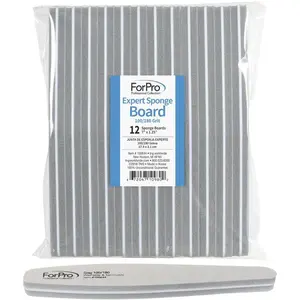 Expert Sponge Board, 100/180 Grit, Double-Sided Nail Board, 7” L x 1.25” W, 12-Count