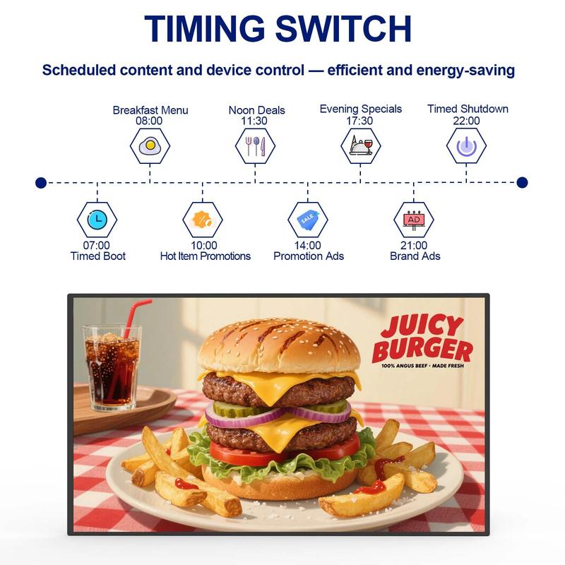 Window Digital Signage 32"LCD Screen, 1000nits High Brightness Digital Signage And Displays, Android OS with HDMI in, Publishing Content with U-Disk/APP/CMS