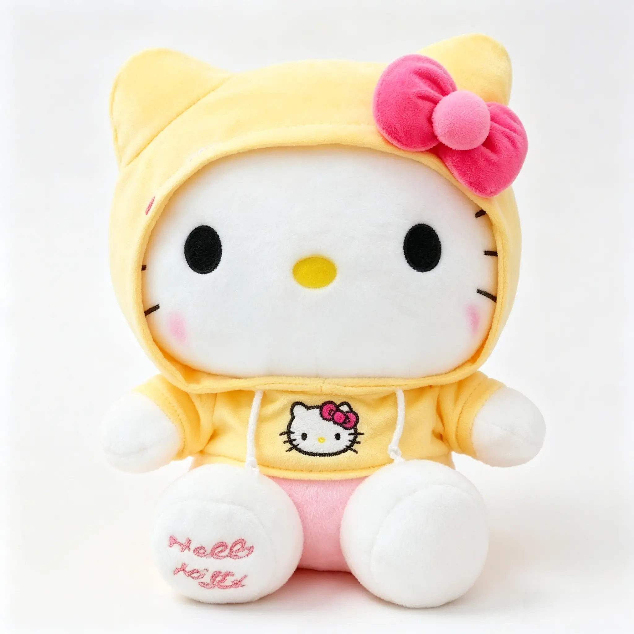 Sanrio Hello Kitty Yellow Hoodie Plush Toy 11.8 Inches Soft Stuffed Doll Gift for Kids Girls