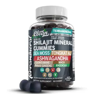 Clean Nutra Shilajit Mineral Gummies with Sea Moss, Tongkat Ali, Ashwagandha, Lion's Mane, Maca, Rhodiola & More for Health & Energy Support - Terramineral
