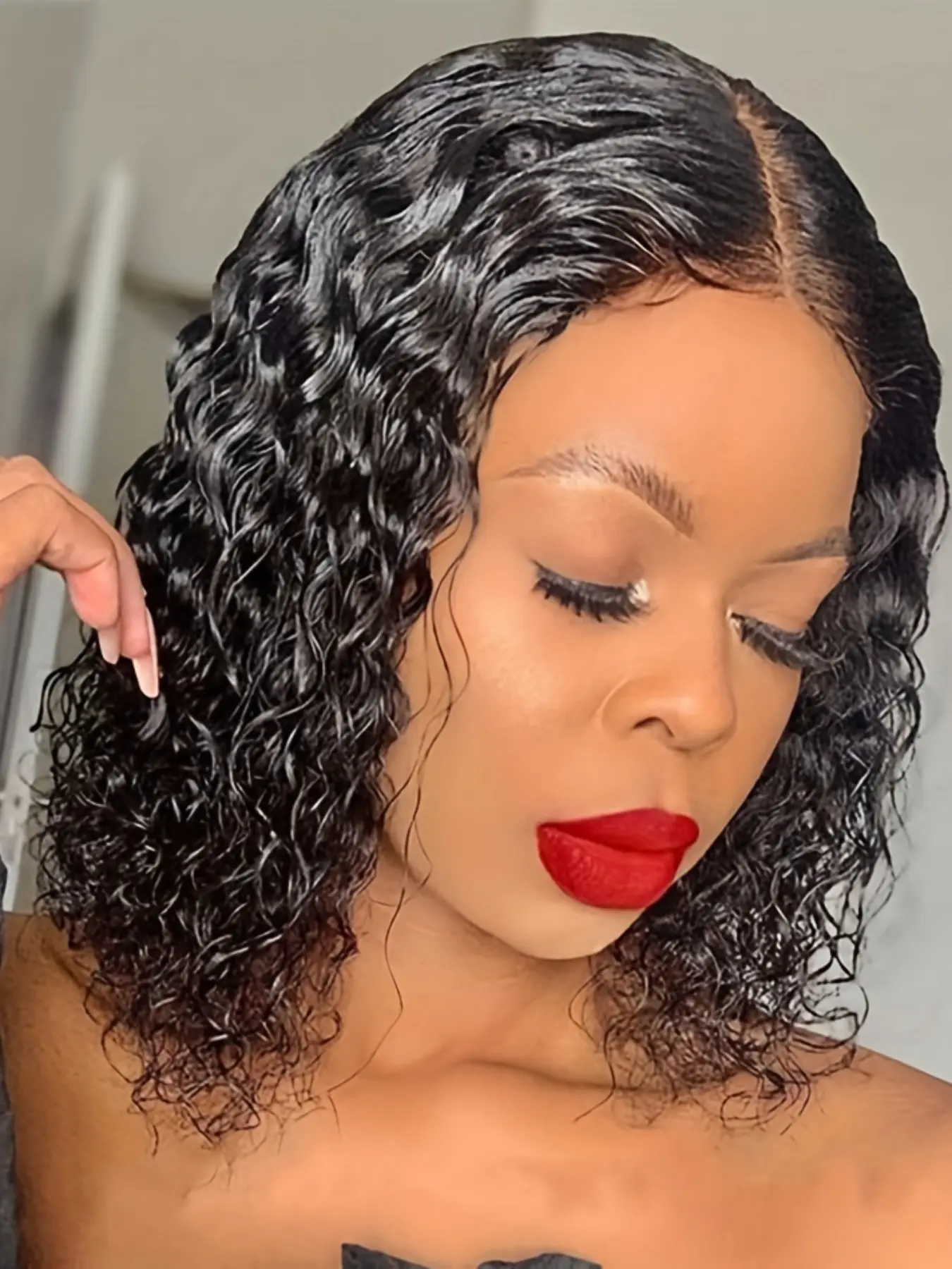 Women Human Hair Wig, Water Wave 4x4 Transparent Lace Frontal, Pre-Plucked 180% Density, Natural, Elegant Daily Wear, Lace Frontal Wigs
