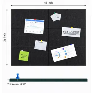 12-Pack 48"x36" Cork Bulletin Board for Wall, Modern Sound-Absorbing Felt Tiles with Removable Adhesive Tabs, Home Office Photo Display, Decor & Room Decor Office Presentation Supply
