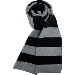 Classic Knit Scarf, Gray and Black Stripe Feel Knit Scarf, Soft Shawl Wrap for Mens Womens