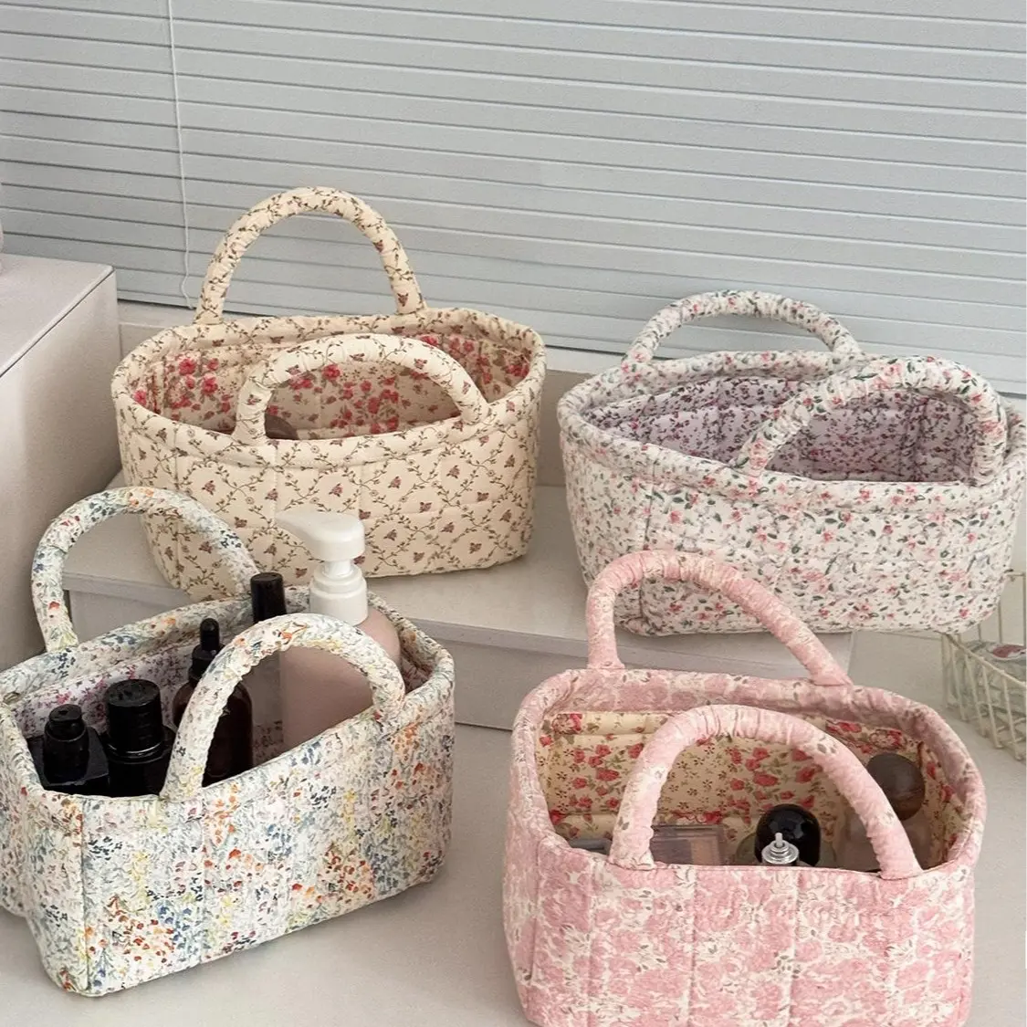 Multifunctional Rustic Floral Basket - Desktop Cosmetics Storage, Laundry Organizer for Toys & Snacks