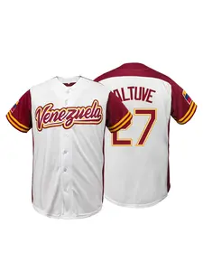 Men's Venezuela #27 Baseball Jersey, World Baseball Classic Stitched Embroidered Fan Jersey, Breathable Casual Sportswear Short Sleeve Shirt for Game Day Daily Wear