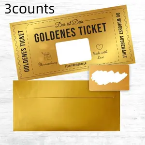 Custom Gold Scratch-Off Coupons Set of 3, Fun DIY Gift Cards, Handicraft Discount Vouchers, Creative Craft Supplies