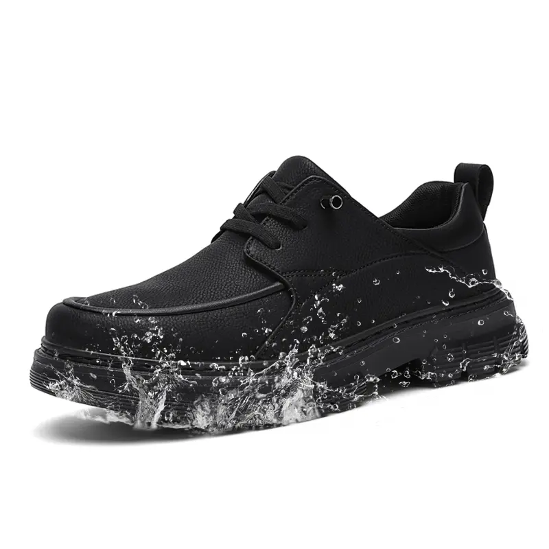 No tie work shoes, Men's black chef shoes,waterproof and anti slip chef shoes, comfortable, fashionable and versatile, flash on, casual Oxford shoes, suitable for kitchen work, office daily wear