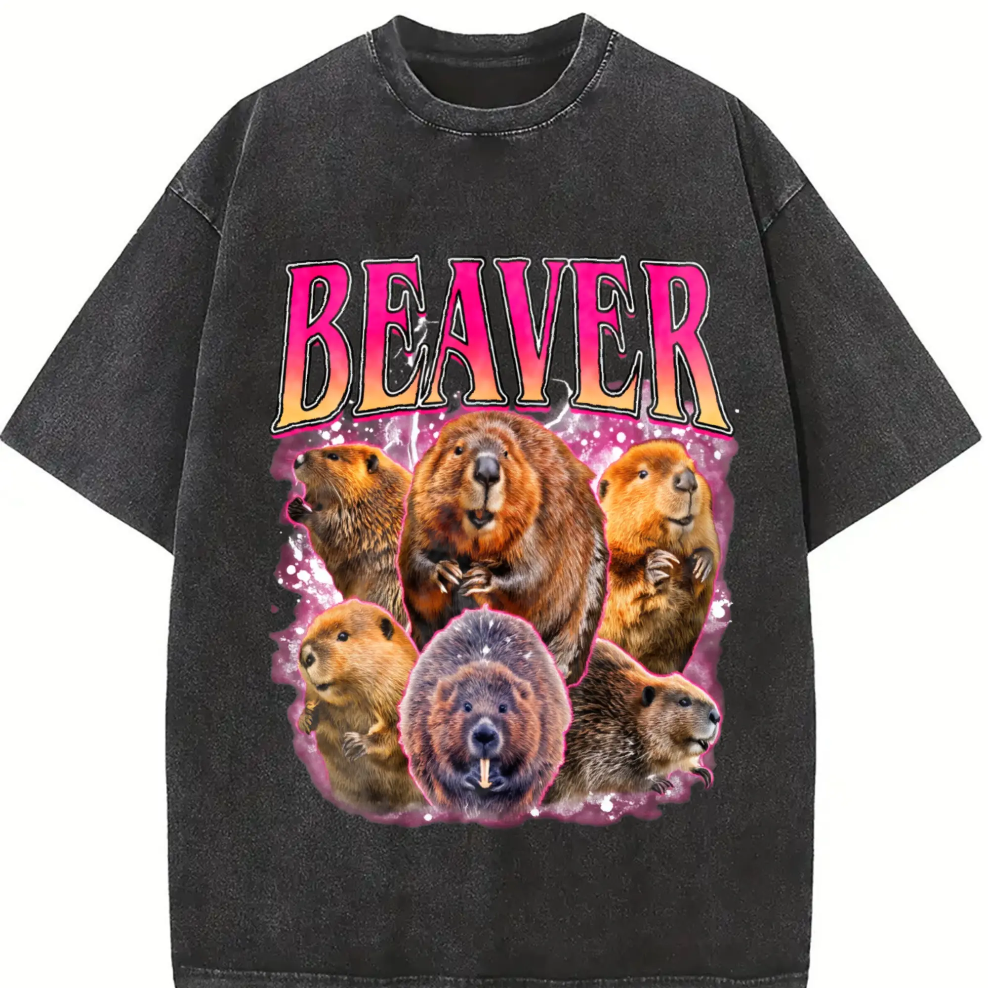Beaver Vintage Graphic T-Shirt, Retro Wildlife Animal Tee, Funny Naturecore Shirt, Beaver Lover Gift, 90s Style Y2k Grunge Streetwear