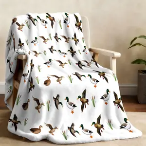 1 natural wind, mallard duck flock blanket, multi-posture, wild duck printed flannel blanket, soft and comfortable bed blanket, sofa blanket, camping and other uses, available all year round