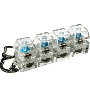 Glowing Keyboard Fidget 4-in-1 Decompression Button Keychain Transparent Crystal Keycaps with LED Lights Non-illuminated/illuminated Options Compact Design Stress-relieving Toy Mechanical Keyboard