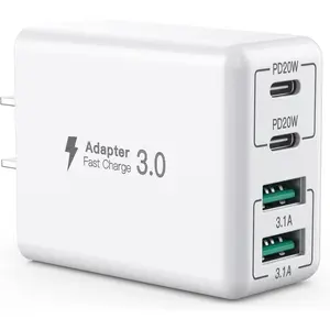 USB C Wall Charger, 40W 4-Port USB C Charger Block, Fast  Block Dual Port PD+QC Wall Plug Multiport Type C for  16/1514/13/12/11/Pro Max/XS/XR/8/7, iPad,  Phone, Tablet