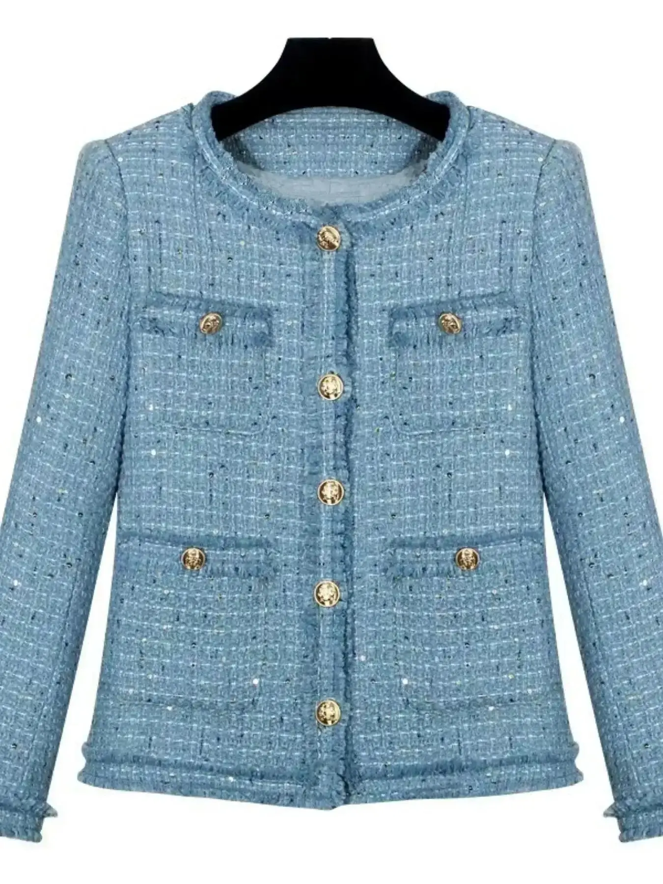 Sleek Chic Tweed Fitted Blazer with Shimmering Yarn Layer Look, Long Sleeve, Perfect for Work and Dates, Essential Business Attire, Versatile Fashion Jacket for Stylish Women, Blazers, Premium Quality, Wardrobe Staple