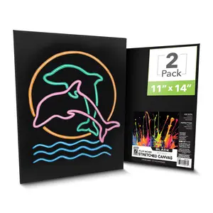 ArtSkills 11x14 Black Stretched Canvas for Painting - 2 Pack