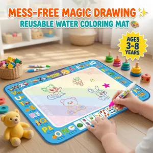 Water Doodle Mat for Kids, Mess-Free Magic Drawing Mat with Reusable Water Pens, Educational Learning Toy for Toddlers Ages 3-8, Creative Birthday & Holiday Gift for Boys and Girls