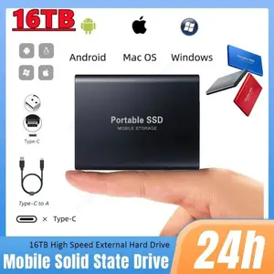 External SSD Hard Drive 16TB High-Speed USB 3.0 Type-C Portable Hard Disk for Laptop Android Mac OS Windows