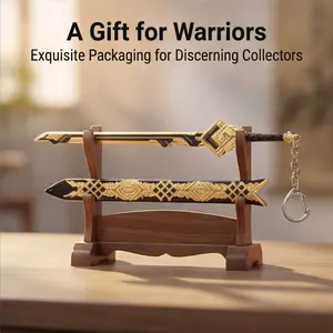 22cm Anime Sword Metal Keychain with Sheath, Chinese Ancient Style Cold Weapon, Game Weapon Model, Cool Collectible Bag Charm, Gift for Anime Fans