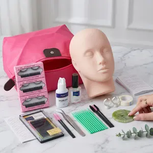 Professional Eyelash Extension Training Kit – Complete Lash Practice Set with Mannequin Head, Lash Clusters, Tweezers & Glue for Beginners, Beauty School & Salon Training