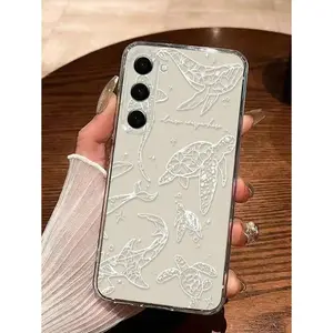 1pc Printed Shockproof Transparent Sea Turtle & Shark Line Art Protective Phone Case,  With Samsung Galaxy Series A54/A53/A52(A52S Compatible)/A34(5G)A32(5G)/A14(5G)/A13 5G/A04S/S21/S21U/S22/S22U/S23/S23+/S23U And S24 Series A15/A35(5G)/A55(5G)/A25(5G)