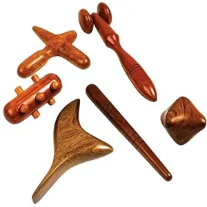 Wood Therapy Massage Tools, Reflexology Wooden Stick Tool, Traditional Equipment for Relieving Muscle Pain Body Lymphatic Drainage Massager -