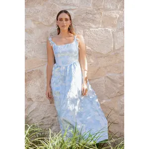 Marcelline Maxi Dress - Blue Brocade