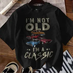 (Malaysia ships within 24 hours) (COD) Summer-sized T-shirts for boys, loose round neck short sleeves, stylish and simple car patterns, suitable for 100-160 cm and ages 3-14.