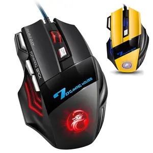 Ergonomic Gaming Mouse USB Wired 5500DPI Adjustable RGB Lighting 7 Macro Programmable Buttons Anti-Slip Palm Rest for Wrist Relief PC Laptop Compatible Durable Portable Gaming Accessory