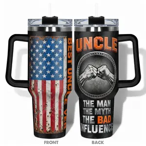 1pc 40oz/30oz/22oz/20oz/14ozCup Stainless Steel Tumbler With Best Uncle Ever American Flag Design, Leakproof Large Capacity, Needed for Gym, Hiking, Travel Ideal Birthday Christmas Gift Perfect Gift