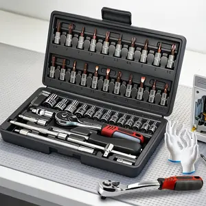 Complete 50/46 Piece Tool Kit – Heavy-Duty Auto Repair Set for Cars, Bikes, Boats & Home Use, Organized Portable Carrying Case Included