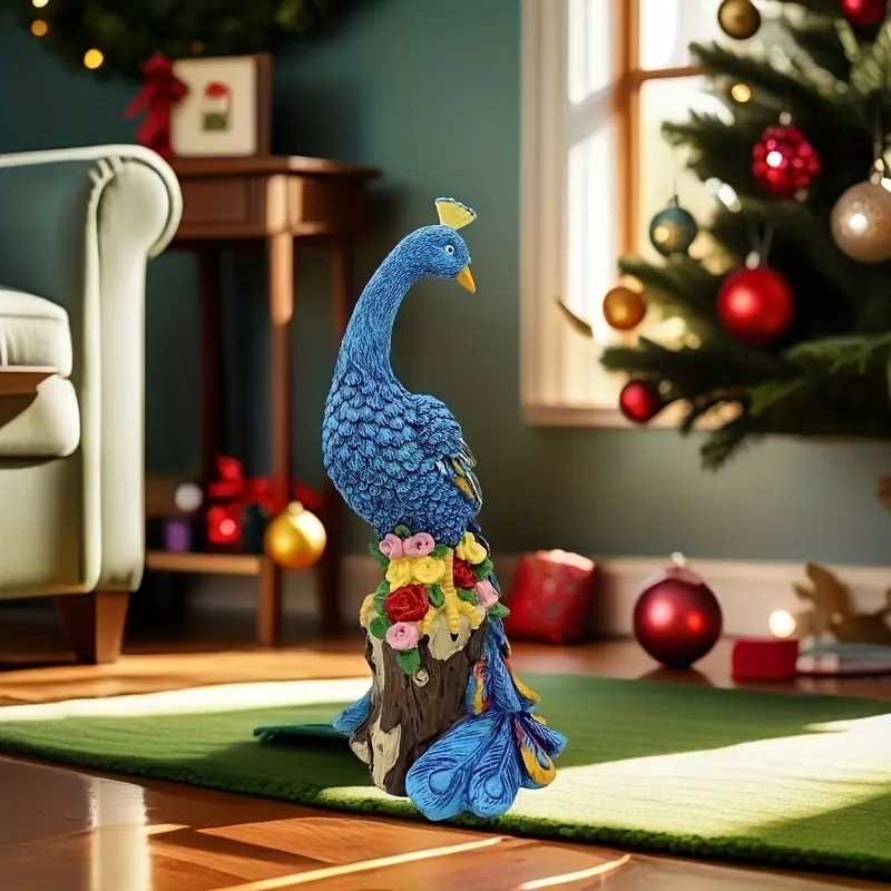 Colorful PeaRooster Statues, Handcrafted Indoor And Outdoor Decorations, Colorful Feathers - Suitable for Indoors, Gardens, Terraces And Flower Beds