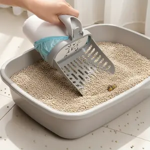 Cat Litter Scoop with Built-In Trash Bag Dispenser | Deep Screen for Easy Cleaning | Pet Litter Box Maintenance Tool