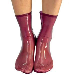 Latex Transparent Purple Mid-Calf Socks