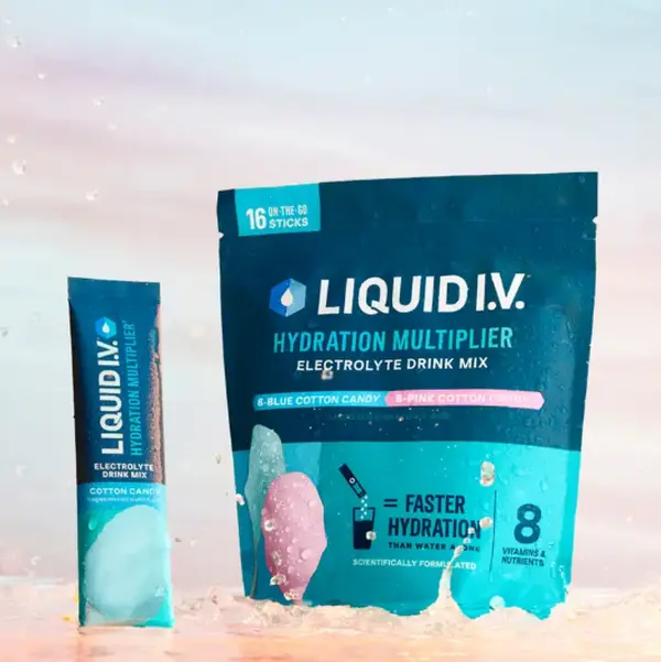 Liquid I.V. Cotton Candy - Optimized hydration boost - Powder Packets | Electrolyte Powder Drink Mix | Convenient Single-Serving Sticks | 8 Vitamins & Nutrients | 1 Pack (16 Servings)