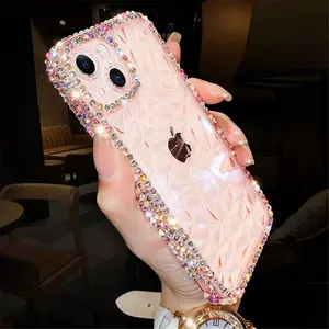 Luxury Glitter Bling Diamond Transparent Soft Phone Case For iPhone 16 15 14 13 12Pro Max 11 XS XR 7 8 Plus Clear Silicone Cover Protector Screen Protector Protection Cellphone Light Blue