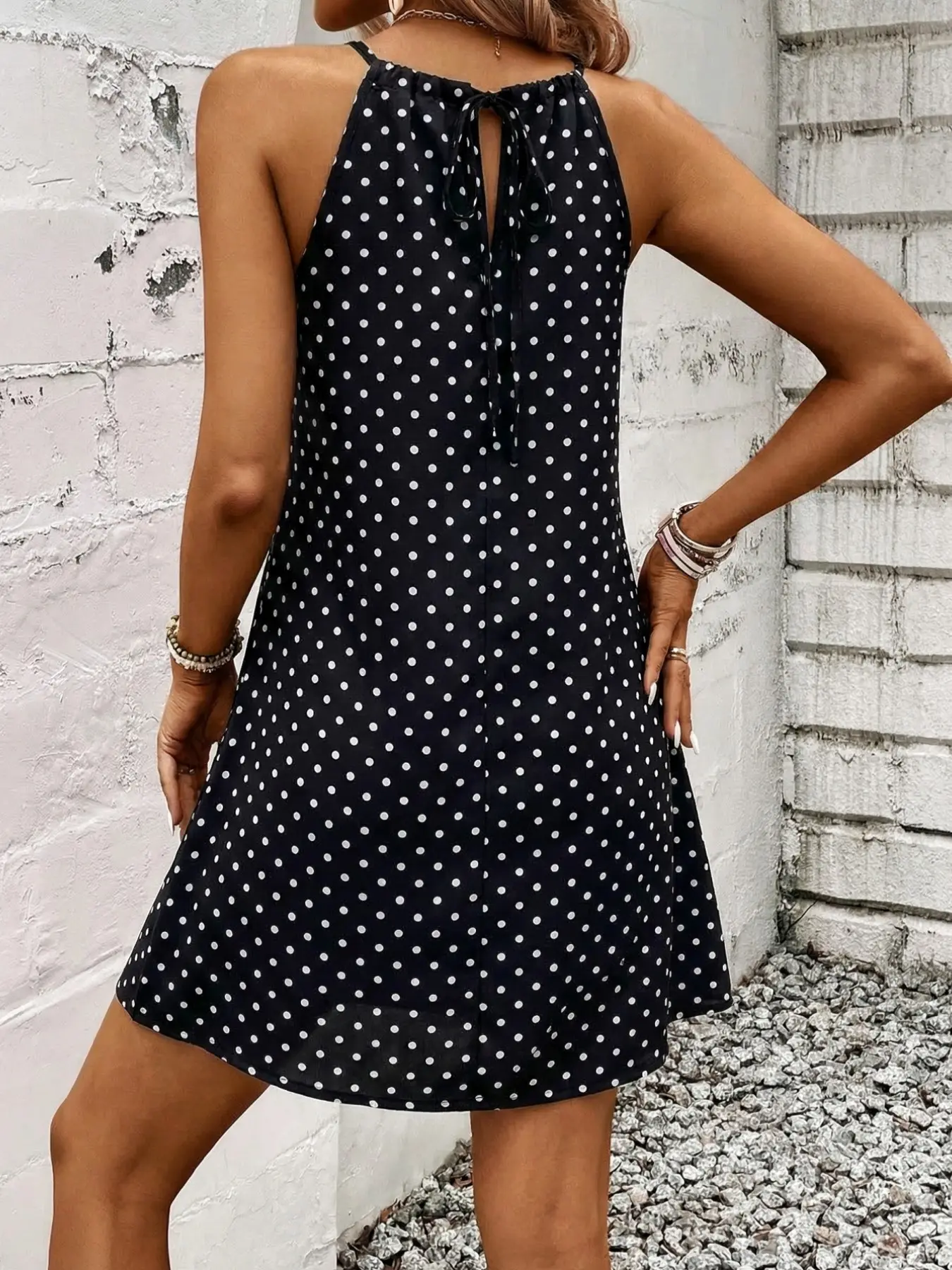 halter loose dress Loose Sleeveless Contrast Color Floral Printed Halter-Neck Mini Dresse –  Uoozee official main image 0