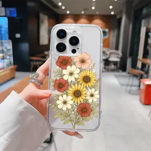 Vintage Wildflower Bouquet pattern phone case,acrylic transparent magnetic soft case,suitable for iPhone 17 Pro Max 16 15 14 13 12 11,anti drop phone case,lightweight and durable,supports wireless charging,Cute Gift Idea,Case Timy,PLM03019xrk