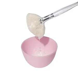 Natural Fluffy White Goat Hair Soft Fan Brush For Skincare And Esthetician (Medium), Clear Acrylic, Clean Girl Aesthetic