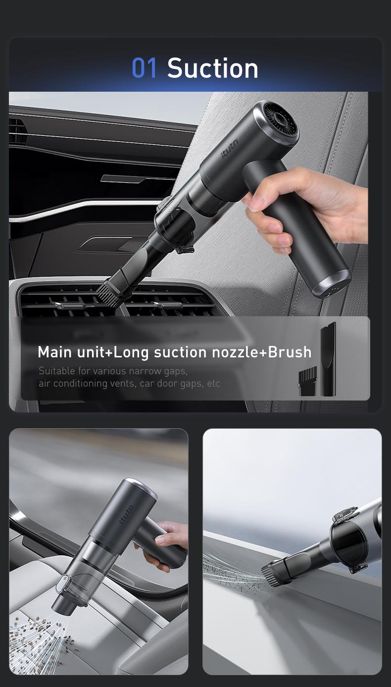 itutn car vacuum/blower M8, 5-in-1 Mini Vacuum Cleaner Cordless & Air Duster ,22000Pa Powerful Suction, Handheld Portable Vacuum For Car, Home, PC, Keyboard, Desk, Pet Hair Cleaning
