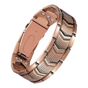 Copper Bracelet for Men 3X Strength,Magnetic Therapy Bracelet Copper Jewelry with Powerful 3800 Gauss Magnets,Premium Fold-Over Clasp