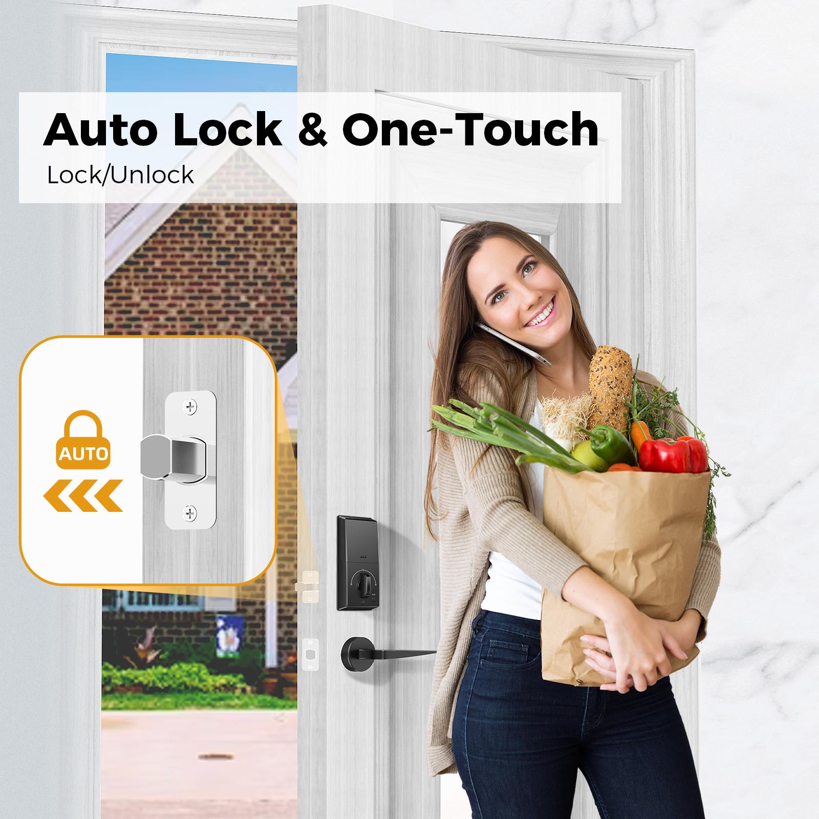 Arpha D180 Keyless Entry Door Lock with Keypad Smart Deadbolt Lock for Front Door 2 Keys Auto Lock Easy Installation Suitable for Various Scenarios Multiple Styles to Choose From with or without APP;Version with and without fingerprint