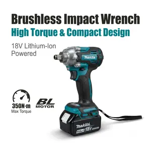 Makita DTW004 Brushless 18V Impact Wrench 1/2 Inch Drive Electric Wrench Auto Repair Workshop Tool High Torque 630Nm With Battery Included 2026