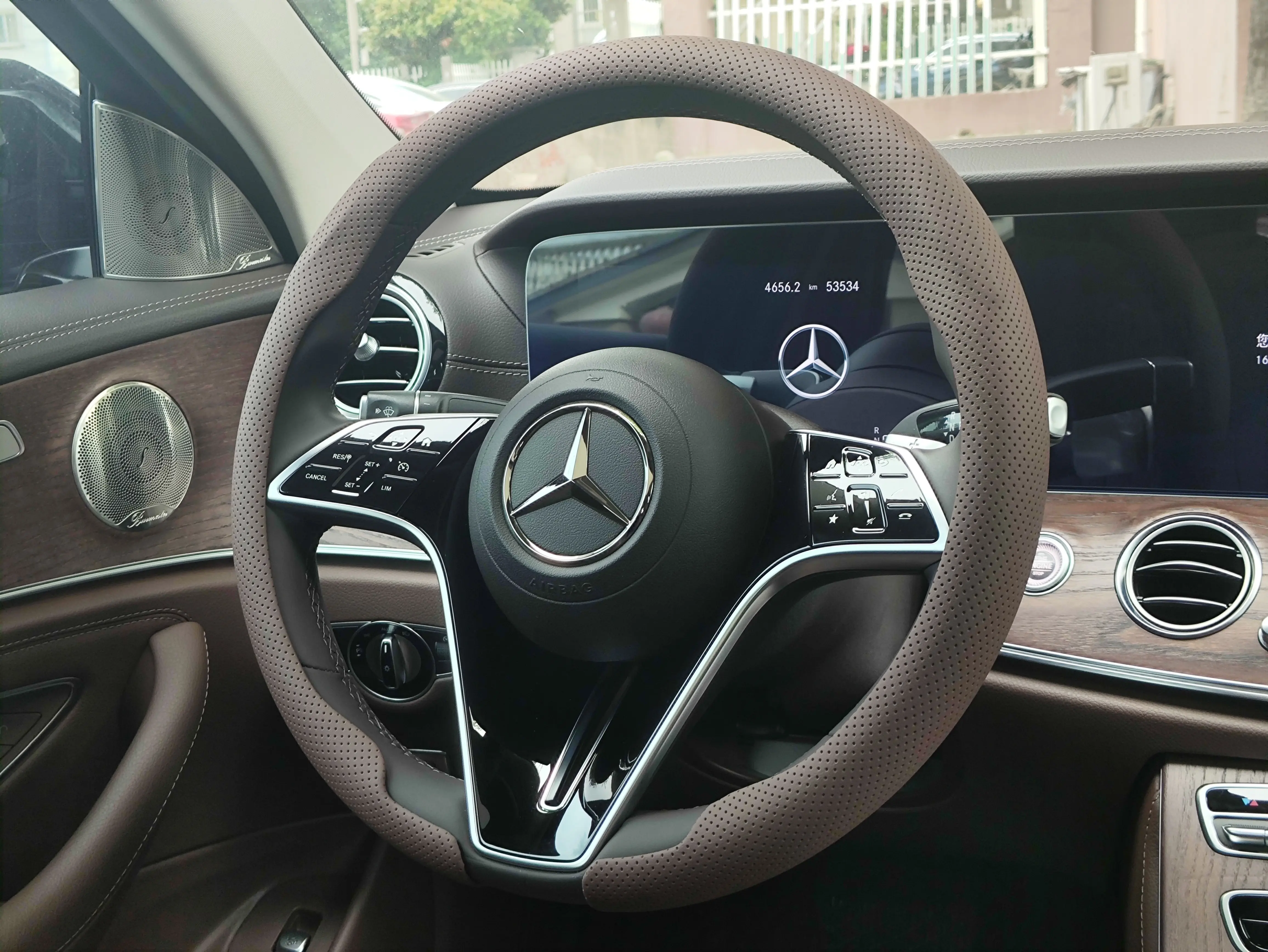 Luxury Mercedes Steering Wheel Cover 14.5-15", 8D Breathable Leather, Fits Standard C300, E350, E450, S500, S580, GLC300, GLE350, GLE450, GLS450, G550, EQE, EQS (Standard Luxury Trims, Non-AMG Line), Anti-Slip Auto Interior Accessories