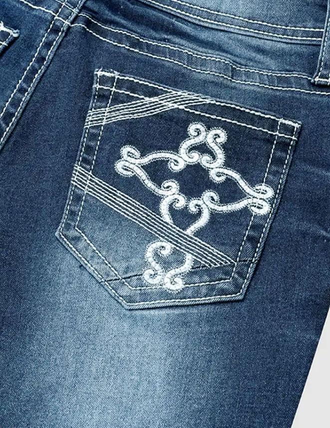 2026 Micro Horn Embroidered Explosive Cross Waist Slimming European and American Jeans for Women