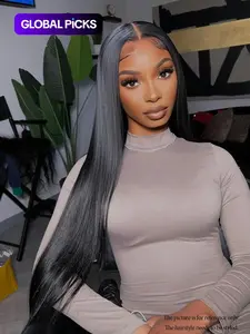 40-Inch Long Straight Lace Front Wig for Women, Gorgeous Fluffy Synthetic Wig without Bangs, Glueless Frontal Wig for Parties and Daily Use
