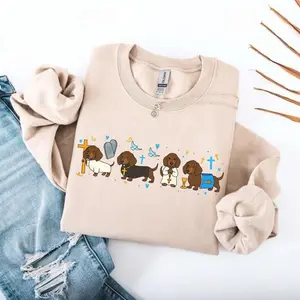 Dachshund Jesus Christian Sweatshirt/Hoodie/ Wiener Dog Holiday Sweater Cute Sausage Dog Christian Funny Pet Lover Dog Mom Binle Verse Gift
