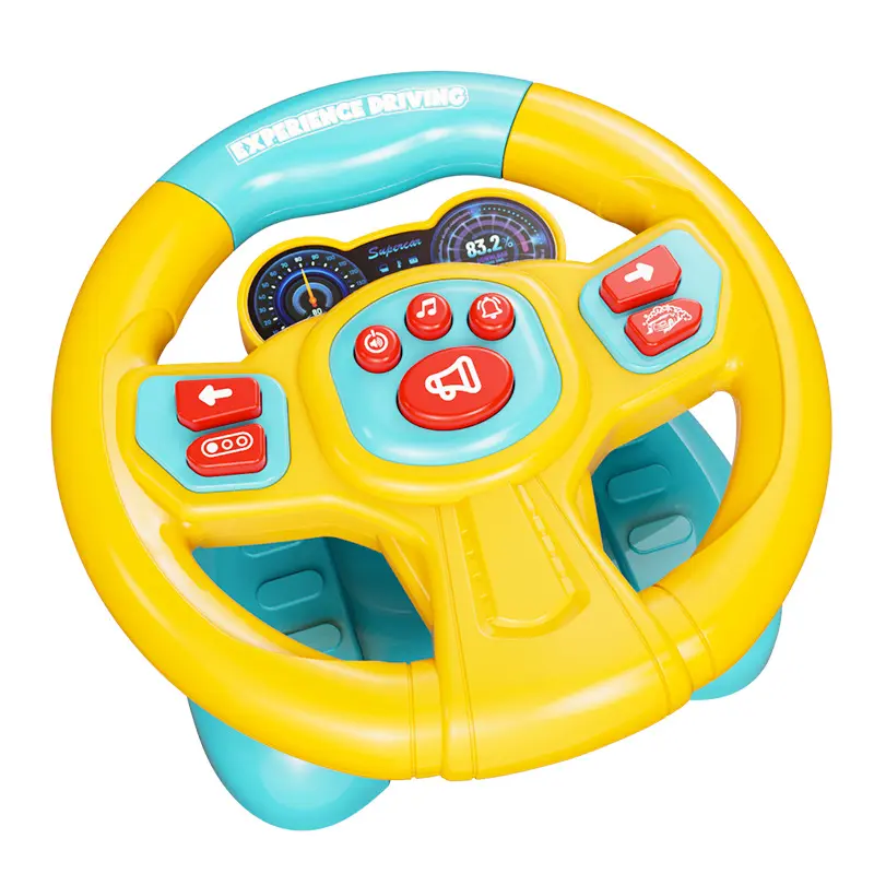 Kids Pretend Steering Wheel Toy Realistic Car Dashboard with Lights Sounds Baby Driver Simulation Educational Toy for Boys Girls 1-3 Years Early Learning Birthday Gift, Unisex, Toy Steering Wheel